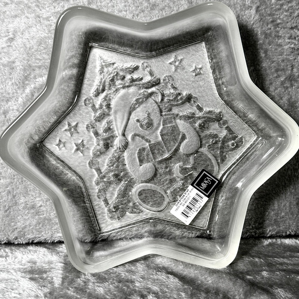 Mikasa Christmas Star Shaped Bear Cookie Plate 9"  Holiday Cottagecore‎ Festive